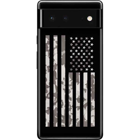 Black and White Camo American Flag Google Pixel 6 Skin